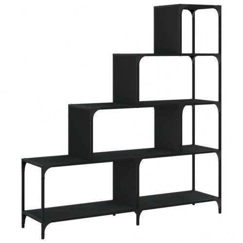 Bogreol med 4 trin - sort, 139 x 33,5 x 149 cm