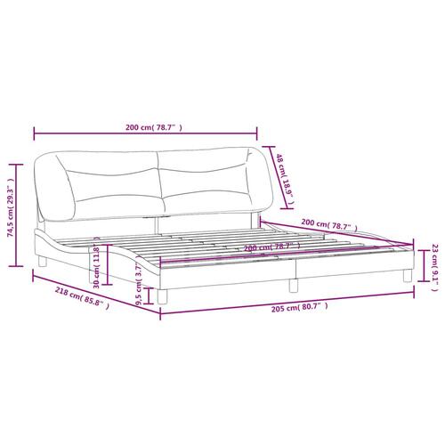 Sengeramme med sengegavl 200x200 cm stof blå