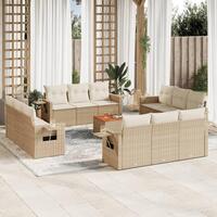Sofasæt til haven 13 dele med hynder polyrattan beige