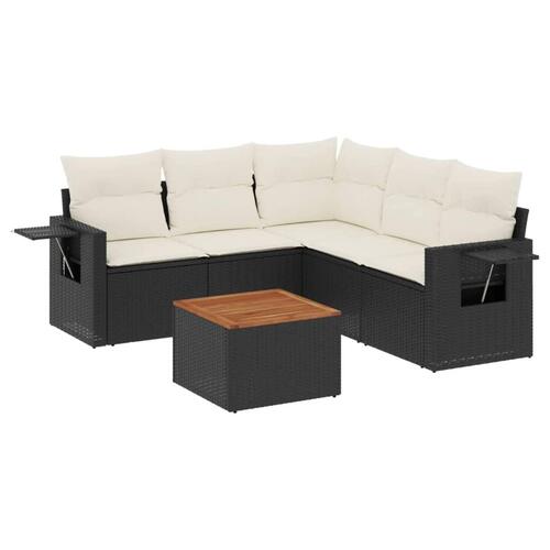 Sofasæt til haven 6 dele med hynder polyrattan sort