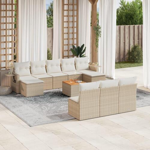 Sofasæt til haven 11 dele med hynder polyrattan beige