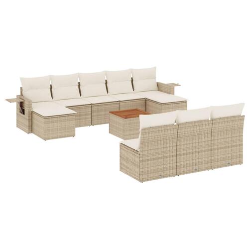 Sofasæt til haven 11 dele med hynder polyrattan beige