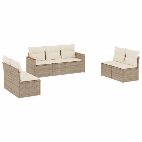 Sofasæt til haven 7 dele med hynder polyrattan beige