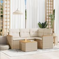 Sofasæt til haven 5 dele med hynder polyrattan beige