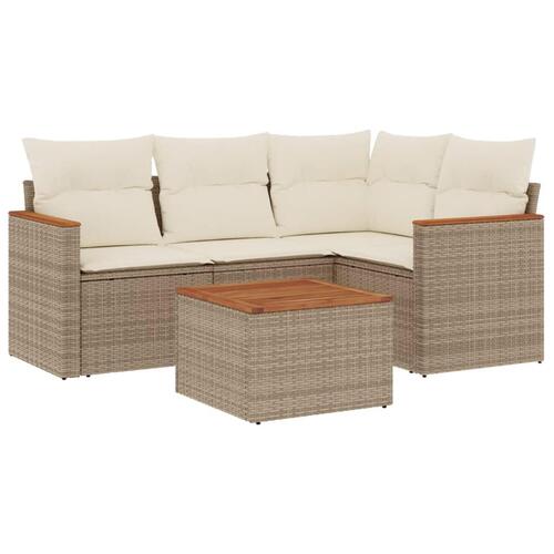 Sofasæt til haven 5 dele med hynder polyrattan beige