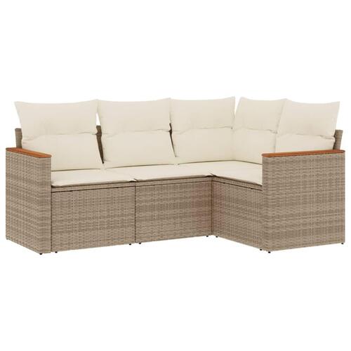 Sofasæt til haven 4 dele med hynder polyrattan beige
