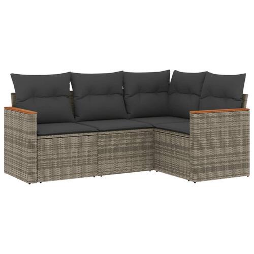 Sofasæt til haven 4 dele med hynder polyrattan grå