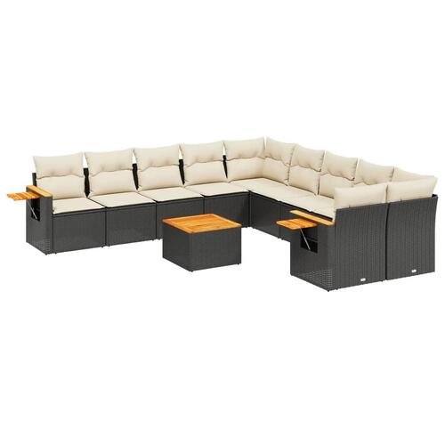 Sofasæt til haven 11 dele med hynder polyrattan sort
