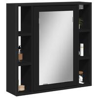 Badeværelsesskab med spejl 60x16x60 cm konstrueret træ sort