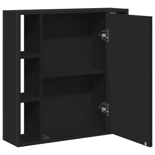 Badeværelsesskab med spejl 60x16x60 cm konstrueret træ sort