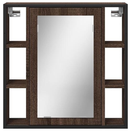 Badeværelsesskab + spejl 60x16x60 cm konstrueret træ brunt eg