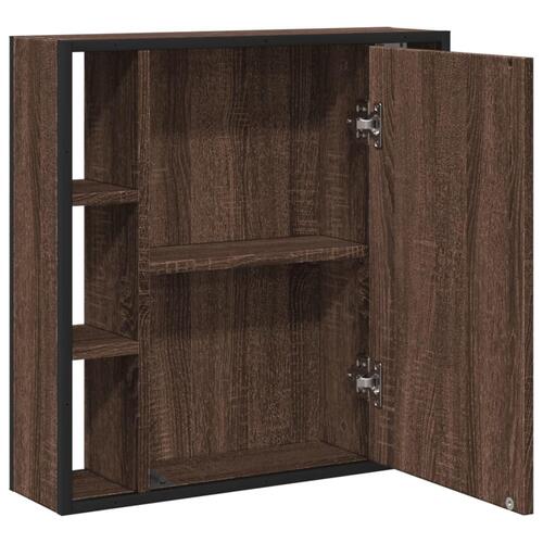 Badeværelsesskab + spejl 60x16x60 cm konstrueret træ brunt eg
