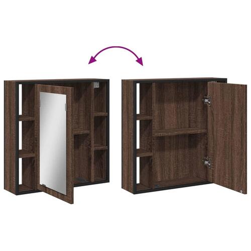 Badeværelsesskab + spejl 60x16x60 cm konstrueret træ brunt eg
