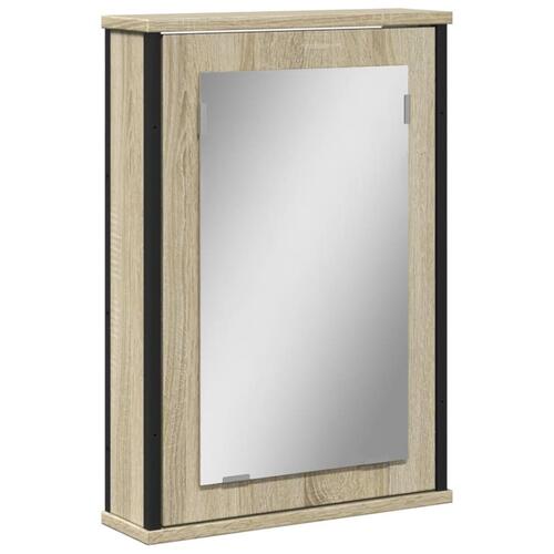 Badeværelsesskab m. spejl 42x12x60 cm konstrueret træ sonoma-eg