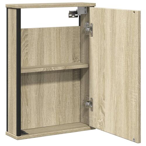 Badeværelsesskab m. spejl 42x12x60 cm konstrueret træ sonoma-eg