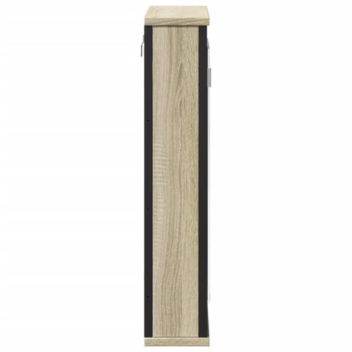 Badeværelsesskab m. spejl 42x12x60 cm konstrueret træ sonoma-eg