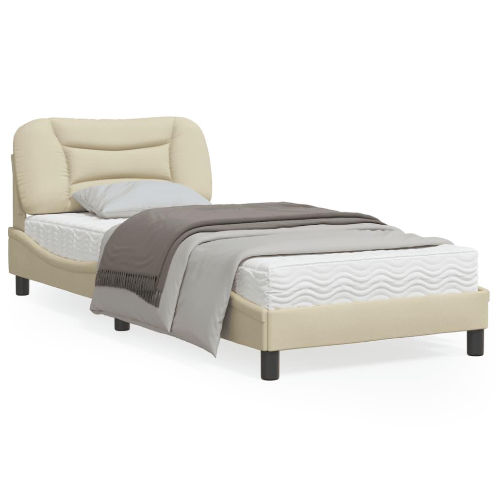 Sengeramme uden madras Hvar 90x200 cm stof cremefarvet billede