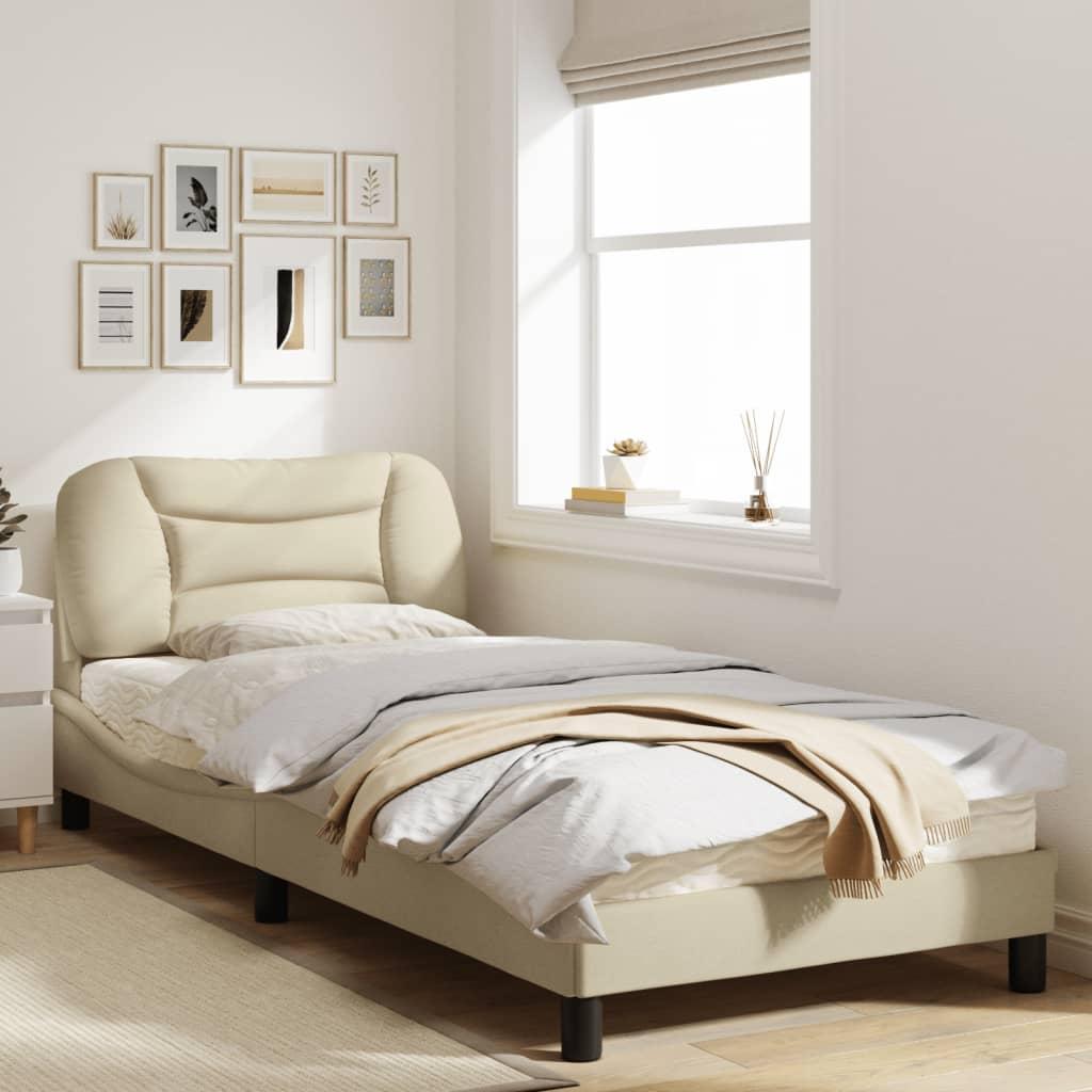 Sengeramme uden madras Hvar 80x200 cm stof cremefarvet billede