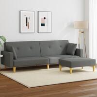2-personers sovesofa med fodskammel stof mørkegrå