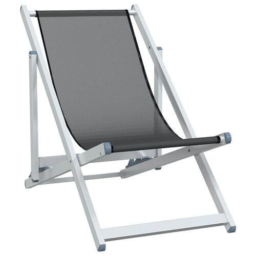 Foldbare strandstole 2 stk. aluminium og textilene grå