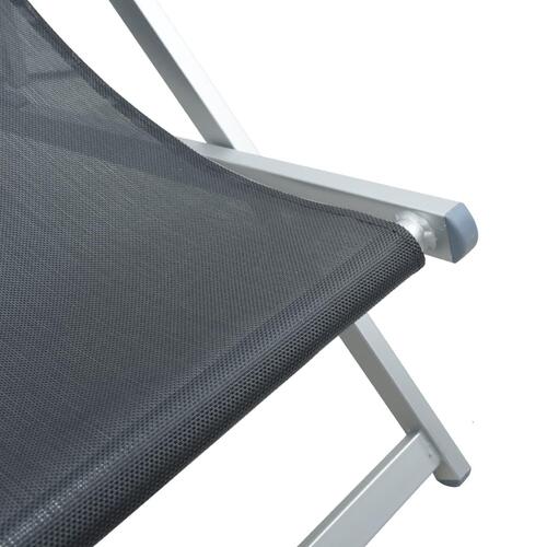 Foldbare strandstole 2 stk. aluminium og textilene grå