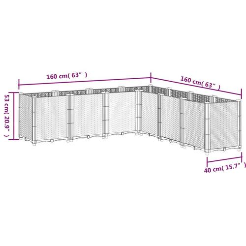Plantekasse 160x160x53 cm PP brun