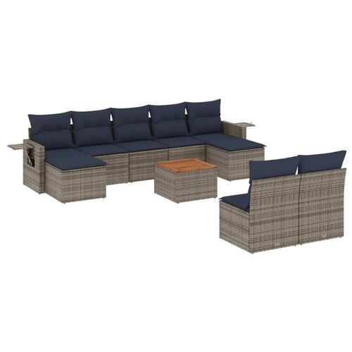 Sofasæt til haven 10 dele med hynder polyrattan grå