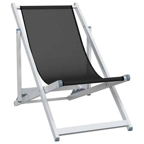 Foldbare strandstole 2 stk. aluminium og textilene sort