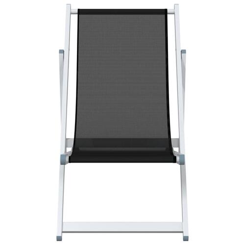 Foldbare strandstole 2 stk. aluminium og textilene sort