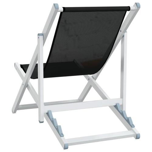 Foldbare strandstole 2 stk. aluminium og textilene sort