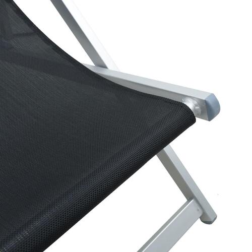Foldbare strandstole 2 stk. aluminium og textilene sort