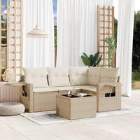 Sofasæt til haven 5 dele med hynder polyrattan beige