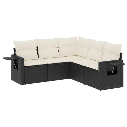 Sofasæt til haven 5 dele med hynder polyrattan sort