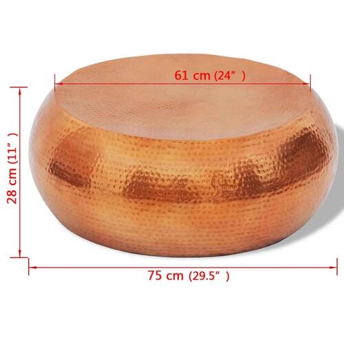 Hamret aluminiumssofabord sidebord messing/kobberfarvet