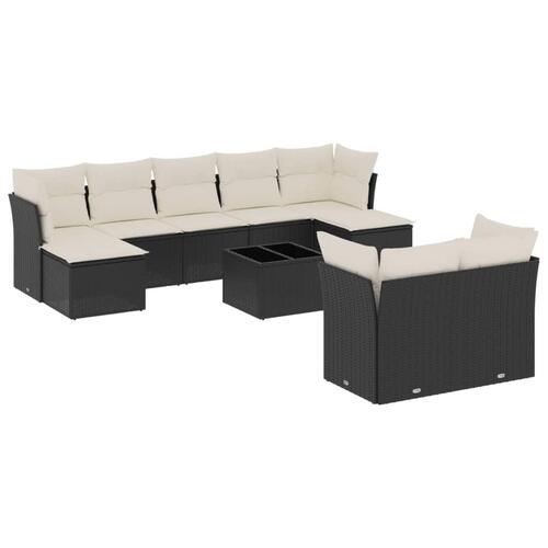 Sofasæt til haven 10 dele med hynder polyrattan sort