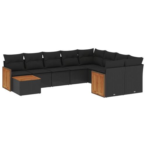 Sofasæt til haven 10 dele med hynder polyrattan sort