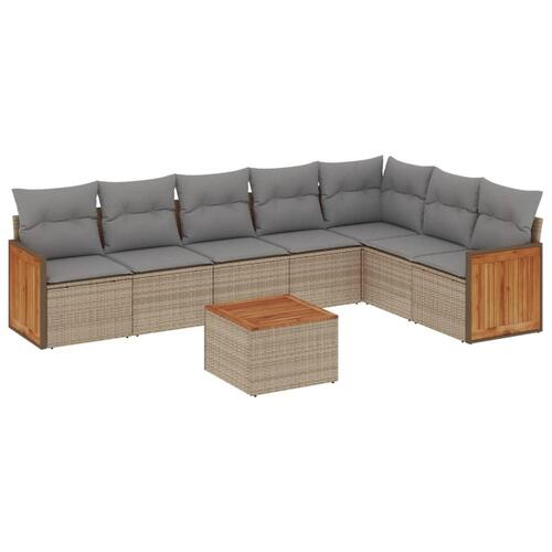 Sofasæt til haven 8 dele med hynder polyrattan beige