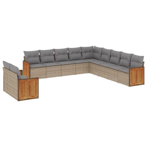 Sofasæt til haven 11 dele med hynder polyrattan beige