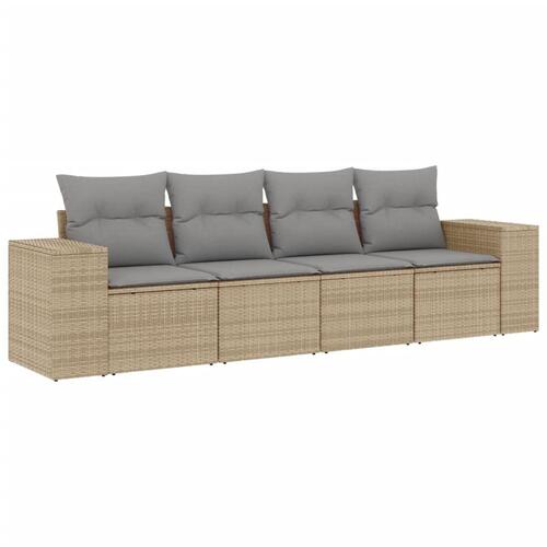 Sofasæt til haven 4 dele med hynder polyrattan beige