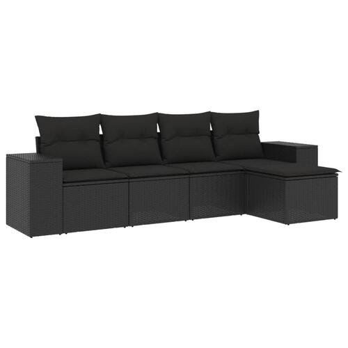 Sofasæt til haven 5 dele med hynder polyrattan sort