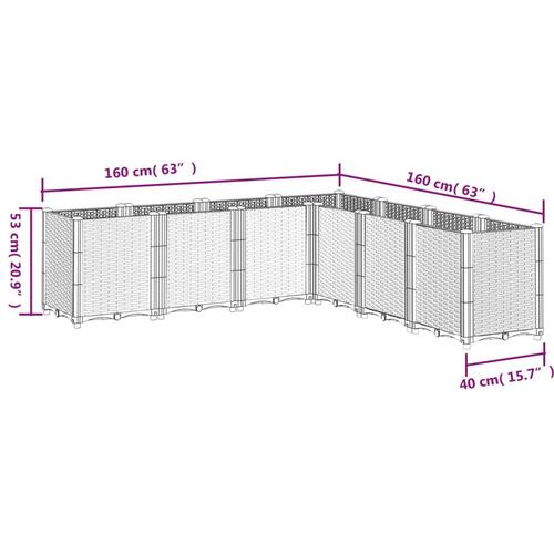Plantekasse 160x160x53 cm PP hvid