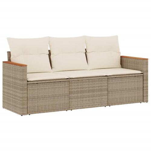 Sofasæt til haven 3 dele med hynder polyrattan beige