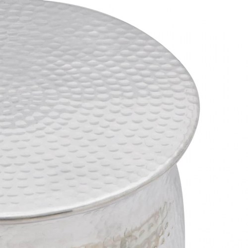 Taburet/sidebord hamret aluminium sølvfarvet