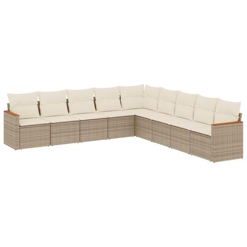 Sofasæt til haven 9 dele med hynder polyrattan beige