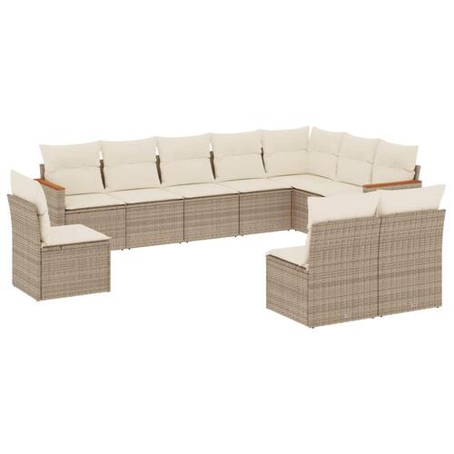 Sofasæt til haven 10 dele med hynder polyrattan beige