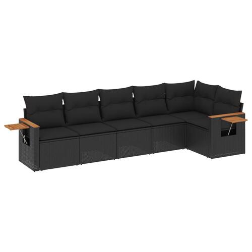 Sofasæt til haven 6 dele med hynder polyrattan sort