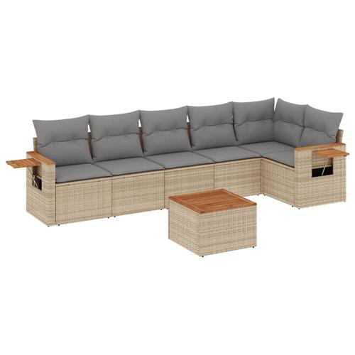 Sofasæt til haven 7 dele med hynder polyrattan beige