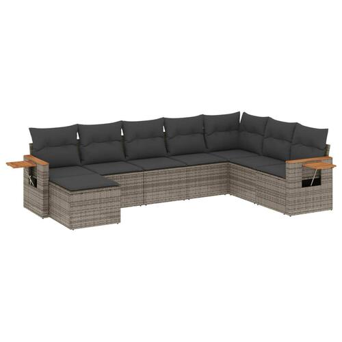 Sofasæt til haven 8 dele med hynder polyrattan grå
