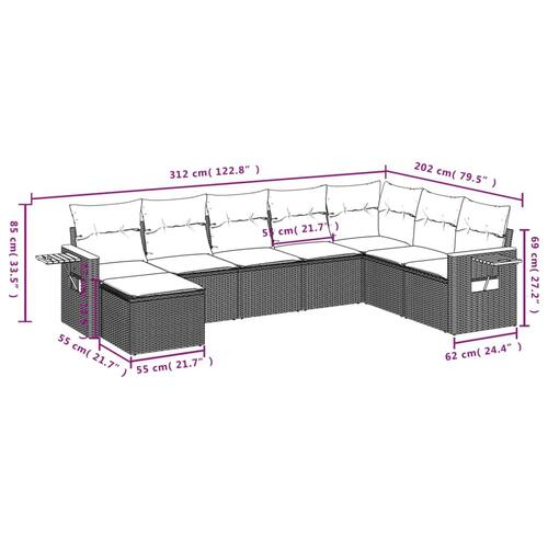 Sofasæt til haven 8 dele med hynder polyrattan grå