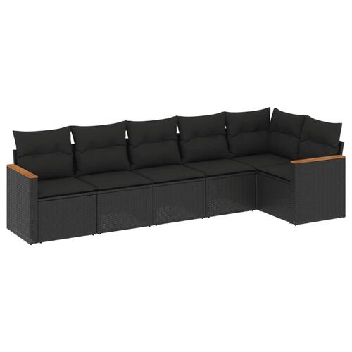 Sofasæt til haven 6 dele med hynder polyrattan sort